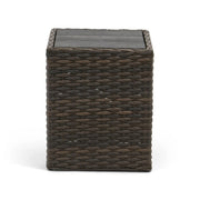 Aruba 24" Square Brown Woven Poly Top Side Table - The Great Escape
