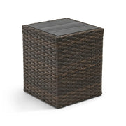 Aruba 24" Square Brown Woven Poly Top Side Table - The Great Escape