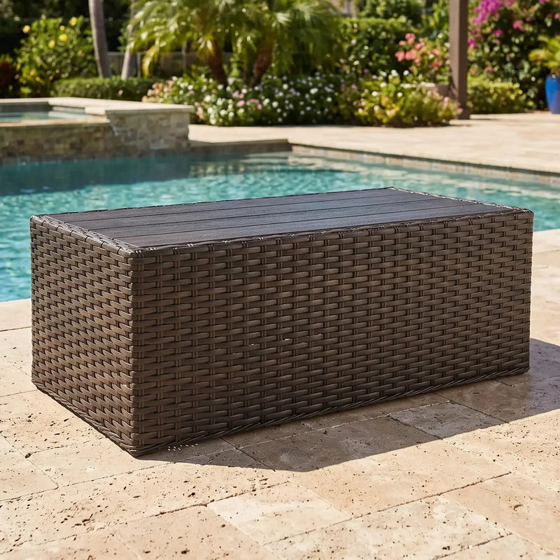 Aruba 24"x48" Rectangle Brown Woven Poly Top Coffee Table - The Great Escape