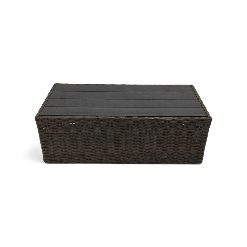 Aruba 24"x48" Rectangle Brown Woven Poly Top Coffee Table - The Great Escape