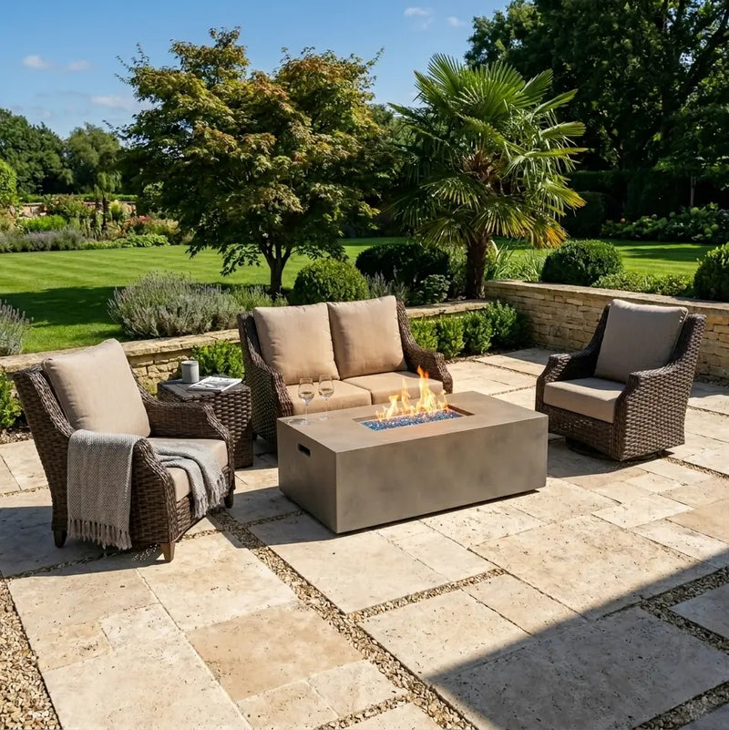 Aruba XL 5 Piece Loveseat Firepit/Chat Group - The Great Escape