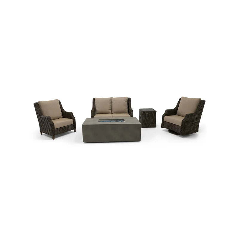 Aruba XL 5 Piece Loveseat Firepit/Chat Group - The Great Escape