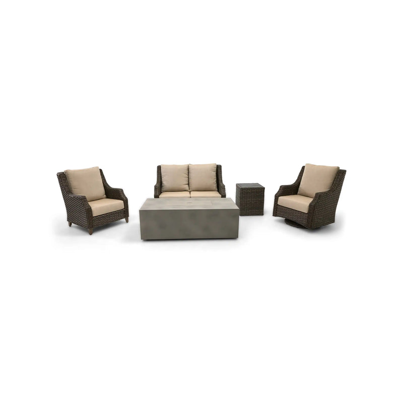 Aruba XL 5 Piece Loveseat Firepit/Chat Group - The Great Escape