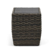 Aurora 24" Square Grey Woven Poly Top Side Table - The Great Escape