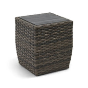 Aurora 24" Square Grey Woven Poly Top Side Table - The Great Escape