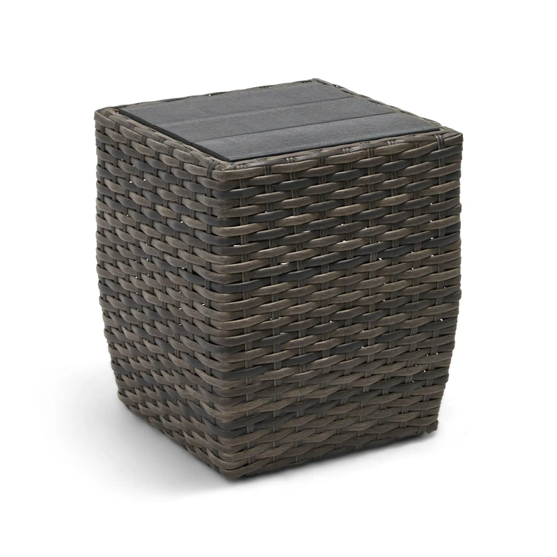 Aurora 24" Square Grey Woven Poly Top Side Table - The Great Escape