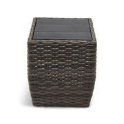 Aurora 24" Square Grey Woven Poly Top Side Table - The Great Escape