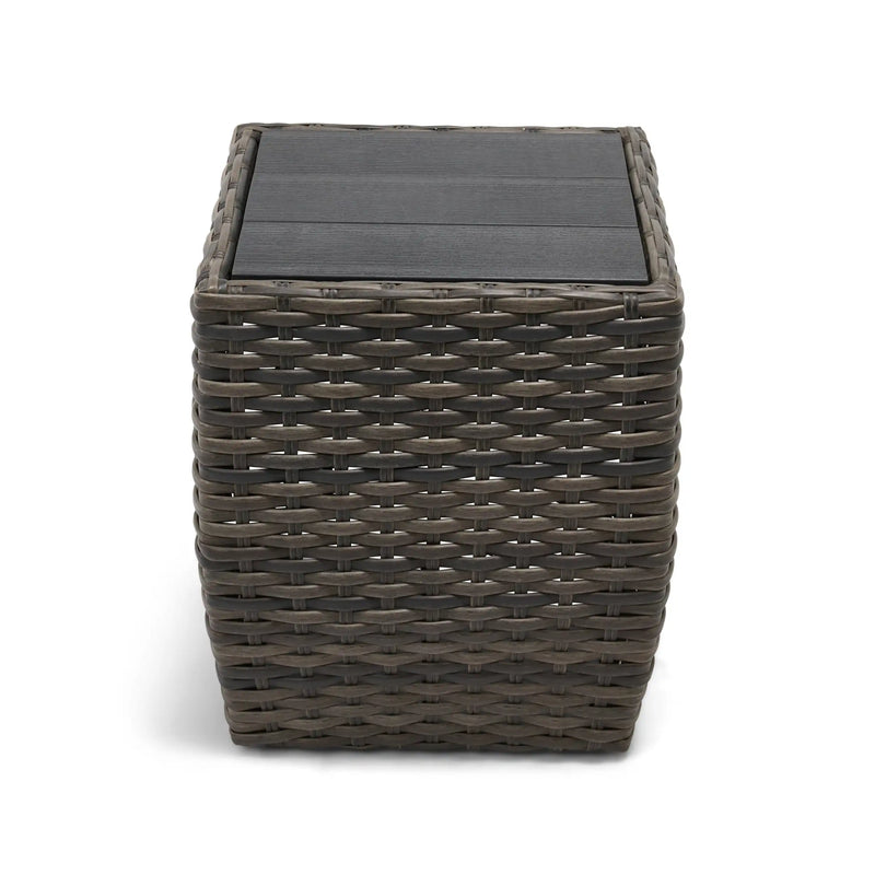 Aurora 24" Square Grey Woven Poly Top Side Table - The Great Escape