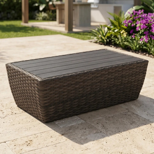 Aurora 24"x48" Rectangle Grey Woven Poly Top Coffee Table - The Great Escape