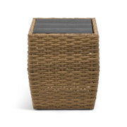 Benson 24" Square Driftwood Woven Poly Top Side Table - The Great Escape
