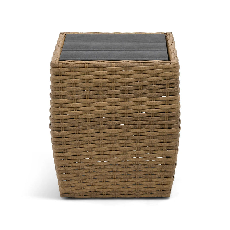 Benson 24" Square Driftwood Woven Poly Top Side Table - The Great Escape