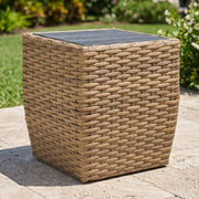 Benson 24" Square Driftwood Woven Poly Top Side Table - The Great Escape