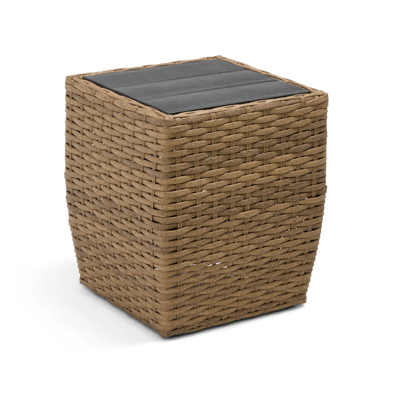 Benson 24" Square Driftwood Woven Poly Top Side Table - The Great Escape