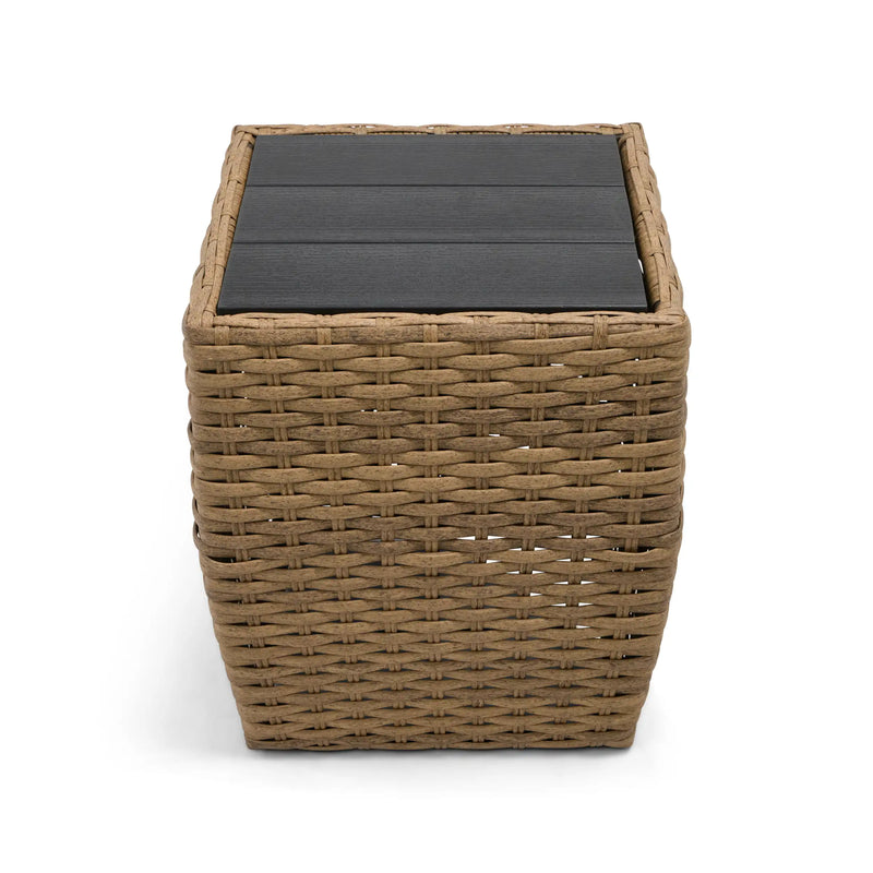 Benson 24" Square Driftwood Woven Poly Top Side Table - The Great Escape