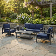 Sutton Grey 5 Piece Sofa Group - Spectrum Indigo - The Great Escape
