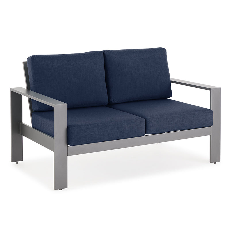 Newport Grey Loveseat in Spectrum Indigo - The Great Escape