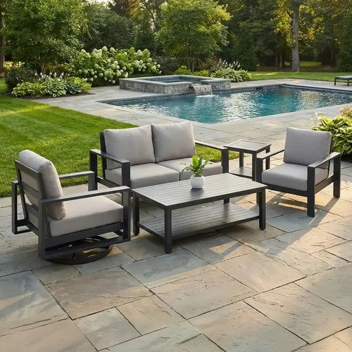Sutton Grey 5 Piece Loveseat Group - Spectrum Dove - The Great Escape