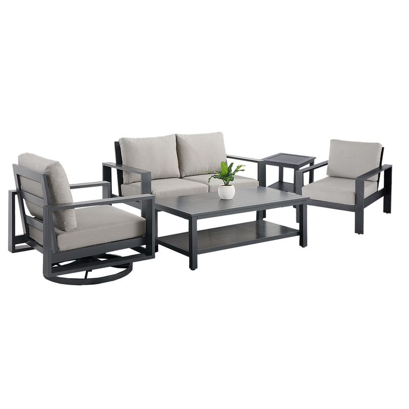 Newport Grey 5 Piece Loveseat Group in Spectrum Dove - The Great Escape