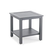 Newport Grey 22" Square Slat End Table in Matte Slate Grey - The Great Escape