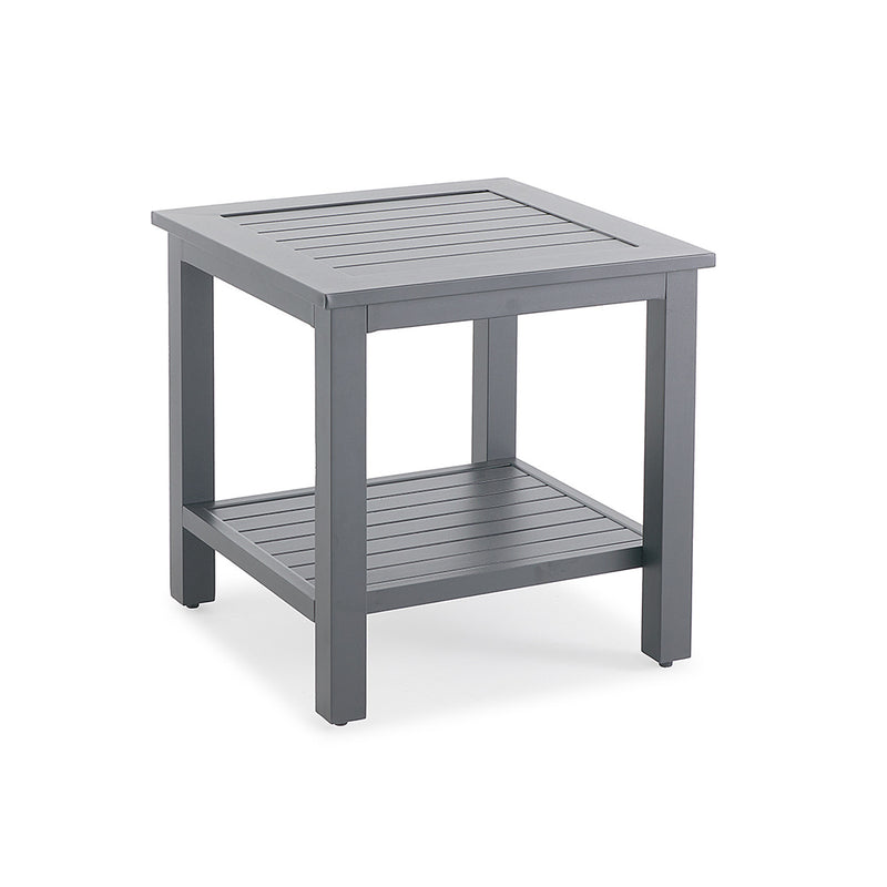 Newport Grey 22" Square Slat End Table in Matte Slate Grey - The Great Escape