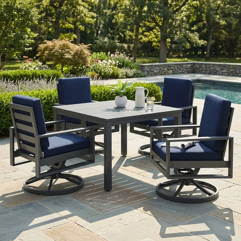 Newport Grey 5 Piece Dining Group in Spectrum Indigo - The Great Escape