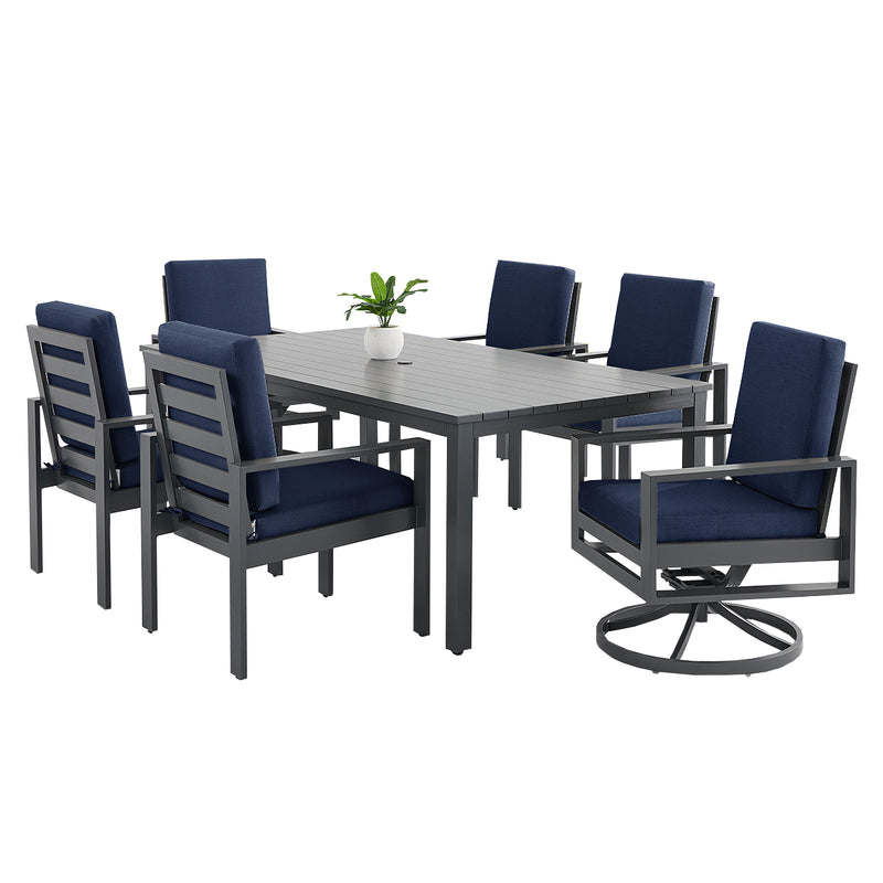 Newport Grey 7 Piece Dining Group in Spectrum Indigo - The Great Escape