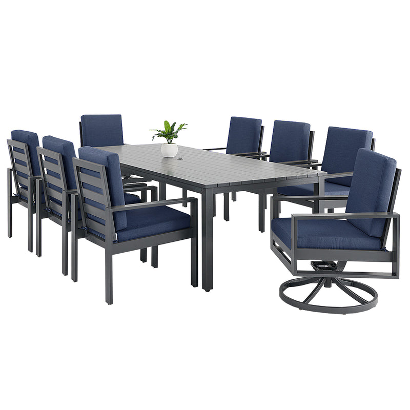 Newport Grey 9 Piece Dining Group in Spectrum Indigo - The Great Escape
