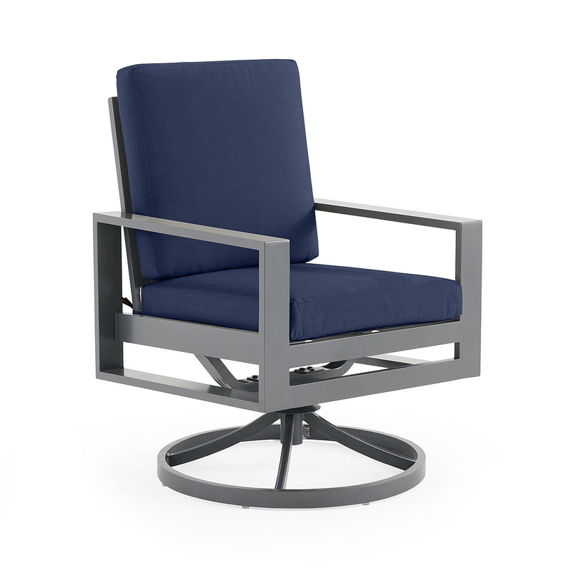 Newport Grey Cushioned Swivel Rocker Dining Chair in Spectrum Indigo - The Great Escape