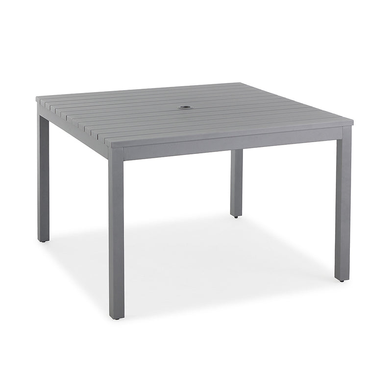 Newport Grey 44" Square Slat Dining Table with Matte Slate Grey Frame - The Great Escape