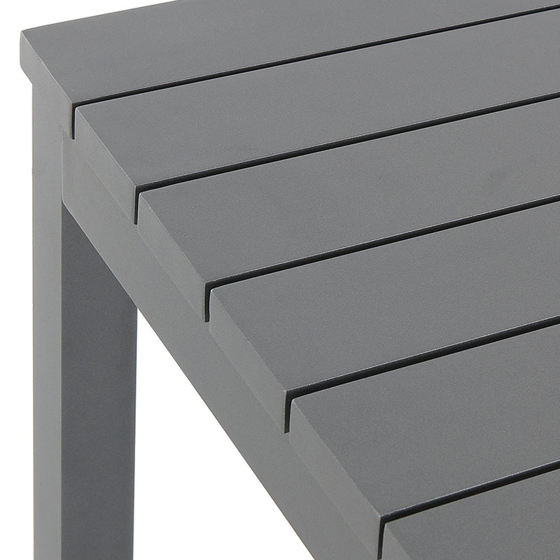 Newport Grey 44" Square Slat Dining Table with Matte Slate Grey Frame - The Great Escape