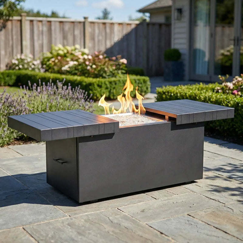 24"x58" Rectangle Black Firepit/Coffee Table - The Great Escape