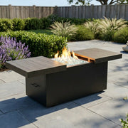 24"x58" Rectangle Brown Firepit/Coffee Table - The Great Escape