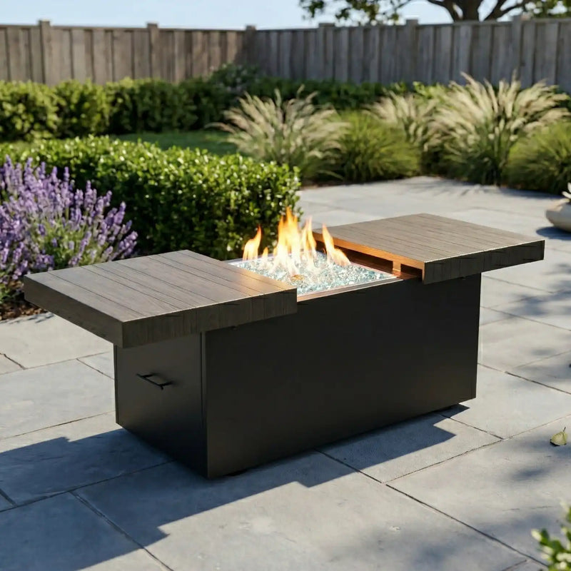24"x58" Rectangle Brown Firepit/Coffee Table - The Great Escape