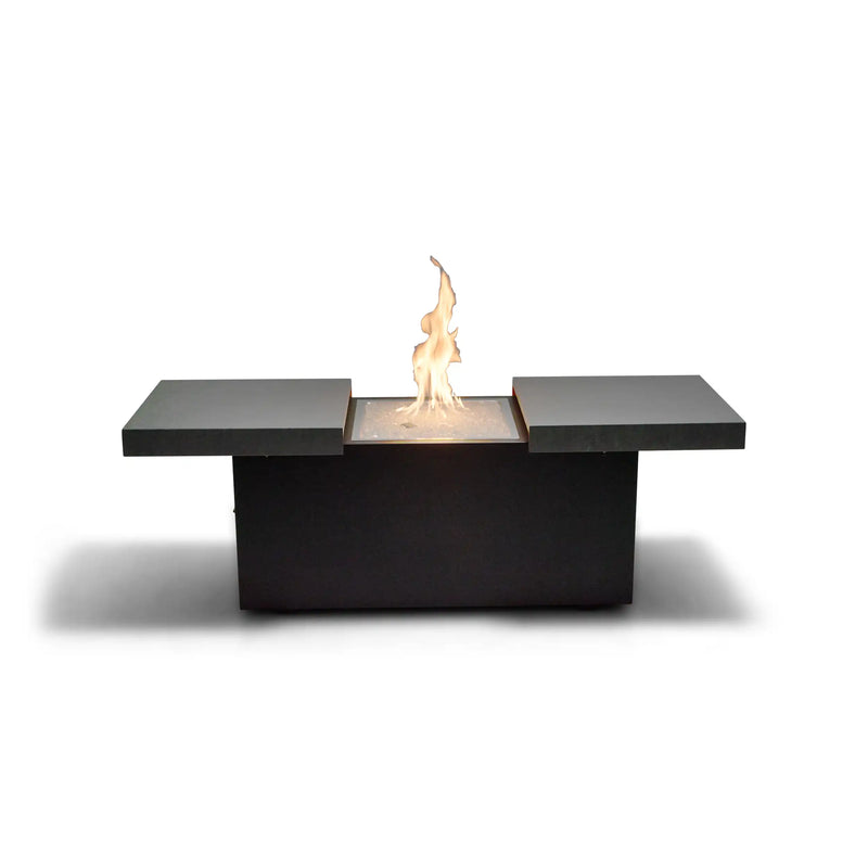 24"x58" Rectangle Concrete Black Firepit/Coffee Table - The Great Escape