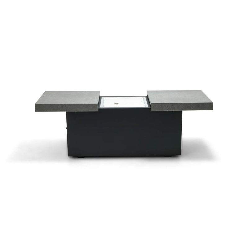 24"x58" Rectangle Concrete Black Firepit/Coffee Table - The Great Escape