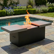 24"x58" Rectangle Concrete Black Firepit/Coffee Table - The Great Escape