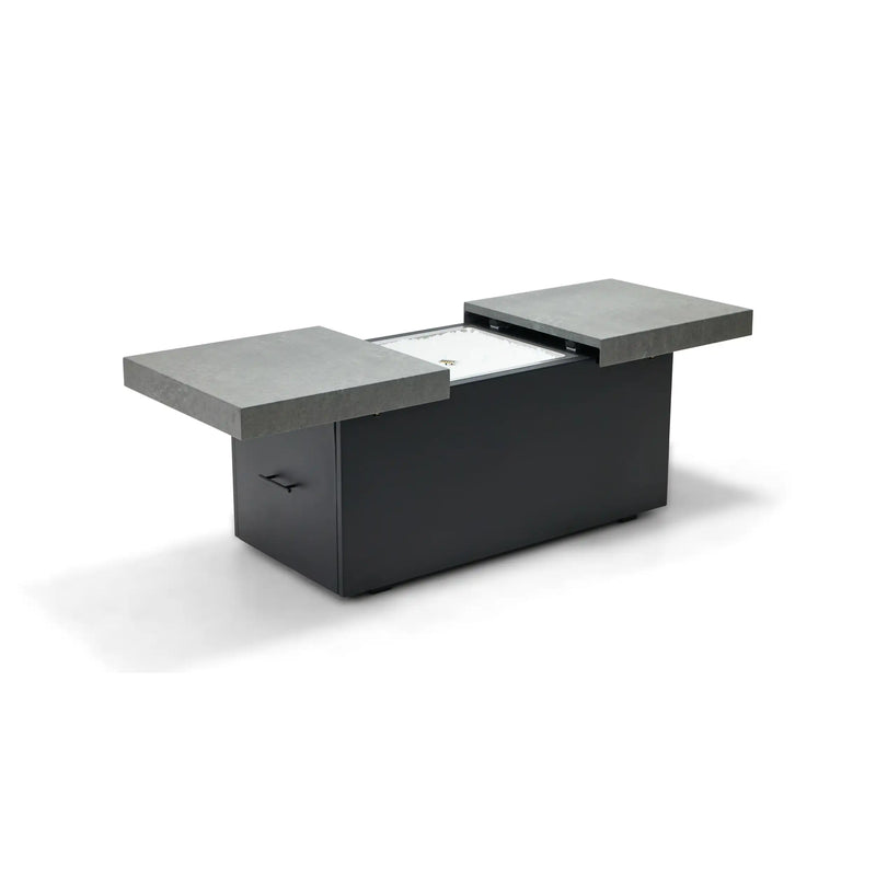 24"x58" Rectangle Concrete Black Firepit/Coffee Table - The Great Escape
