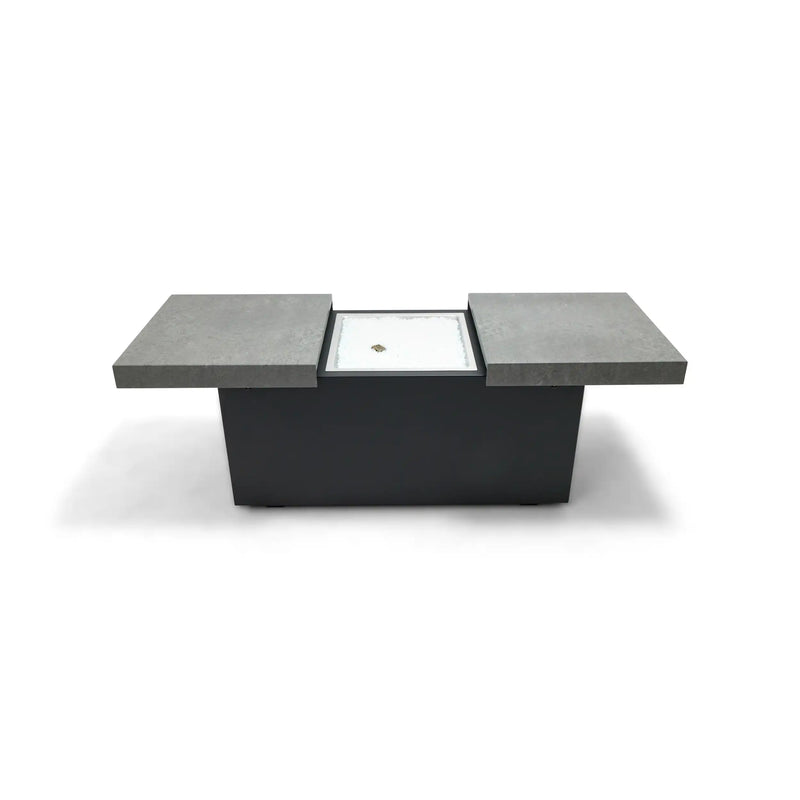 24"x58" Rectangle Concrete Black Firepit/Coffee Table - The Great Escape