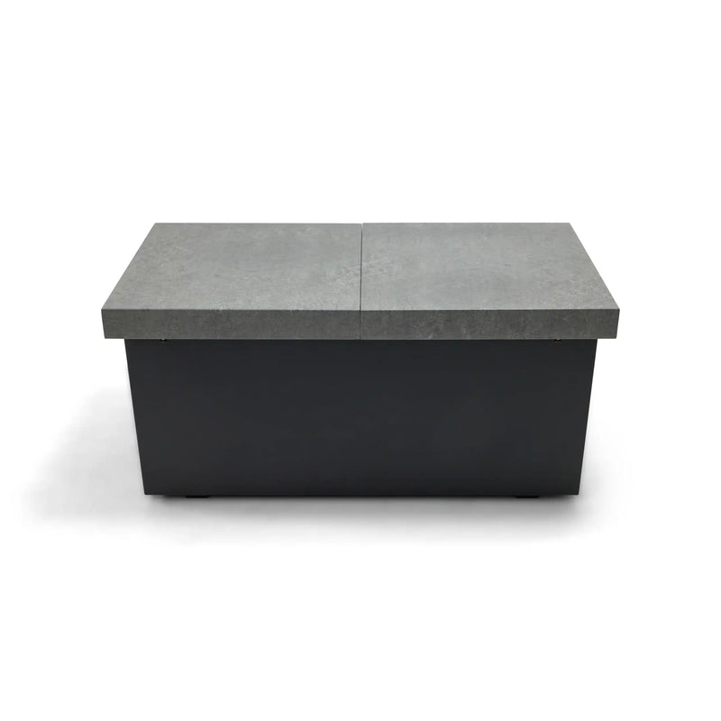 24"x58" Rectangle Concrete Black Firepit/Coffee Table - The Great Escape