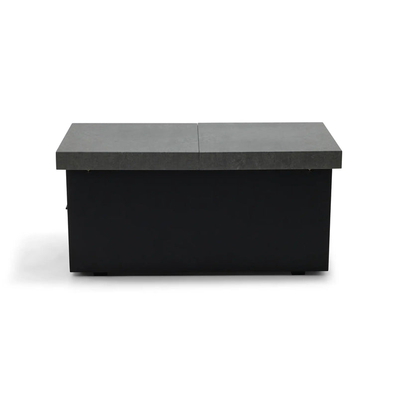 24"x58" Rectangle Concrete Black Firepit/Coffee Table - The Great Escape