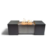 24"x58" Rectangle Concrete Black Modern Firepit/Coffee Table - The Great Escape