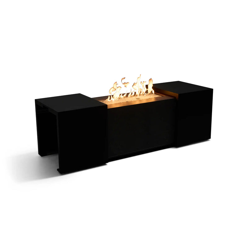 24"x58" Rectangle Concrete Black Modern Firepit/Coffee Table - The Great Escape
