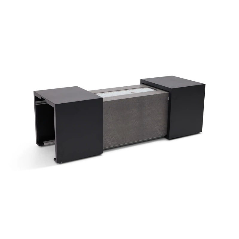 24"x58" Rectangle Concrete Black Modern Firepit/Coffee Table - The Great Escape