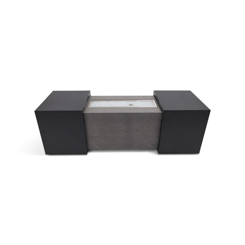 24"x58" Rectangle Concrete Black Modern Firepit/Coffee Table - The Great Escape