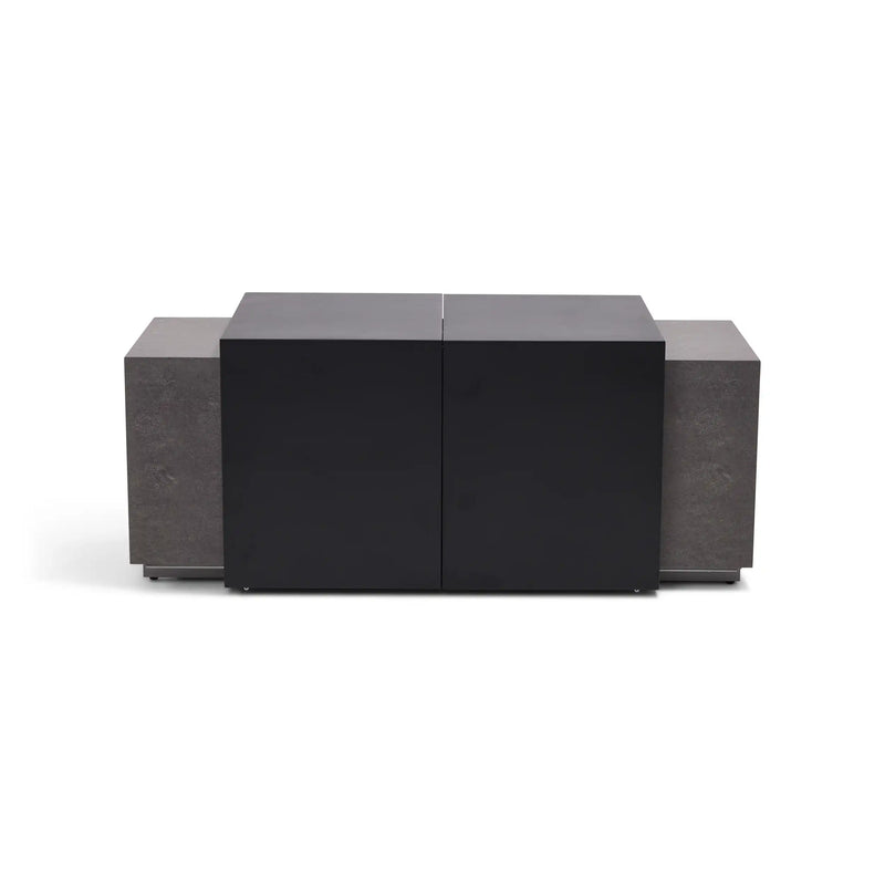 24"x58" Rectangle Concrete Black Modern Firepit/Coffee Table - The Great Escape