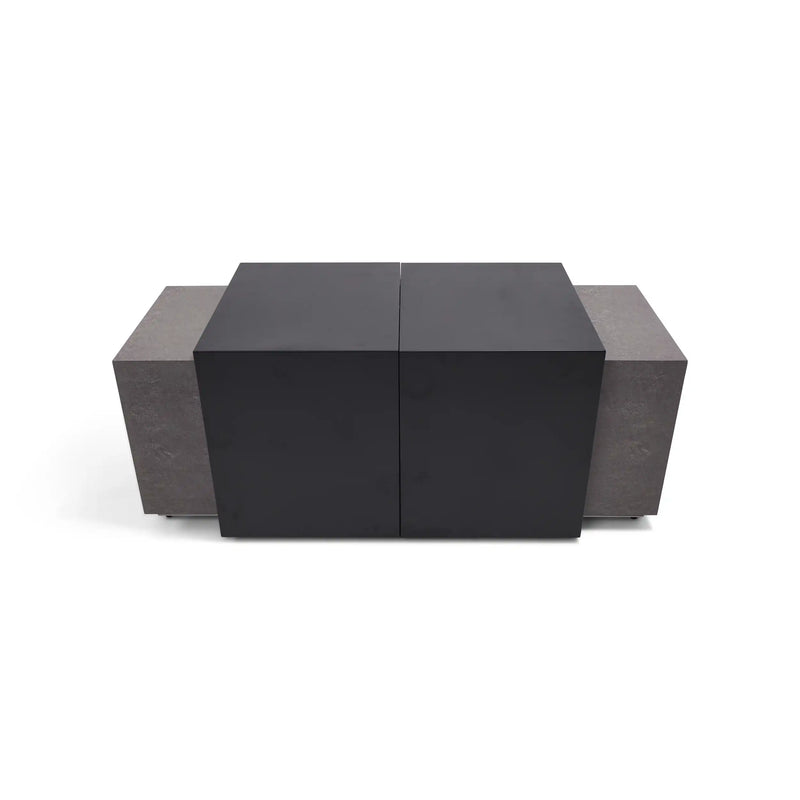 24"x58" Rectangle Concrete Black Modern Firepit/Coffee Table - The Great Escape