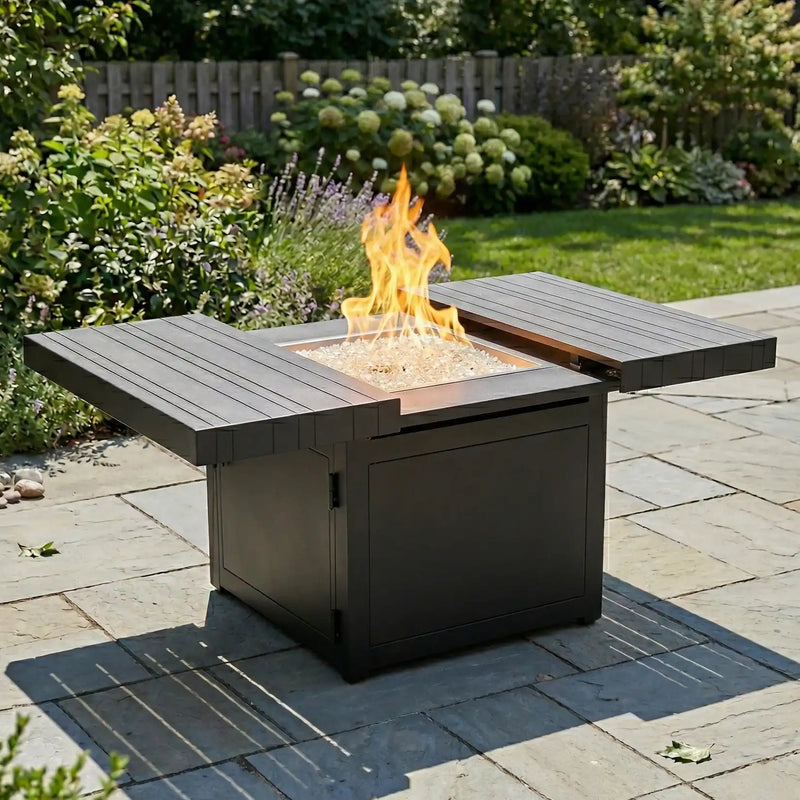 34" Square Black Firepit/Coffee Table - The Great Escape