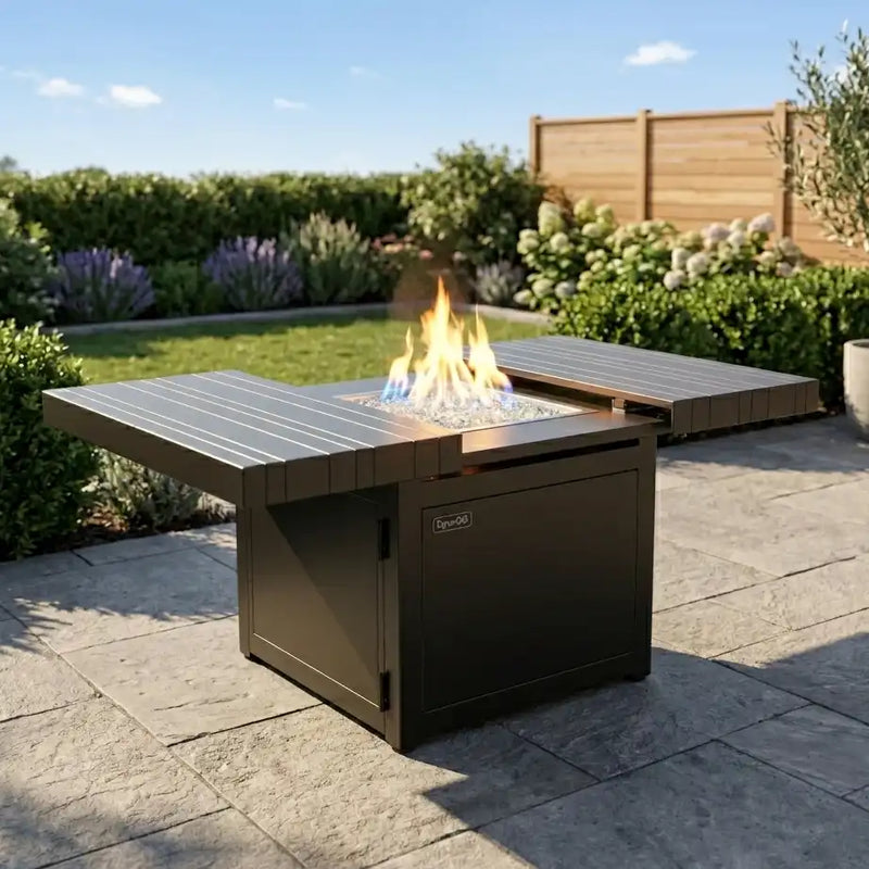34" Square Brown Firepit/Coffee Table - The Great Escape