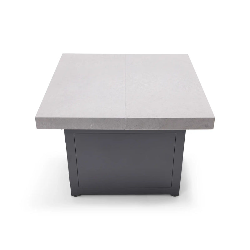 34" Square Concrete Black Firepit/Coffee Table - The Great Escape