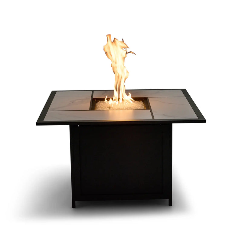 42" Square Black Sintered Stone Firepit W/ Lid - The Great Escape